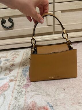 Michael Kors Mustard Tan Saffiano Leather Satchel with Gold Hardware